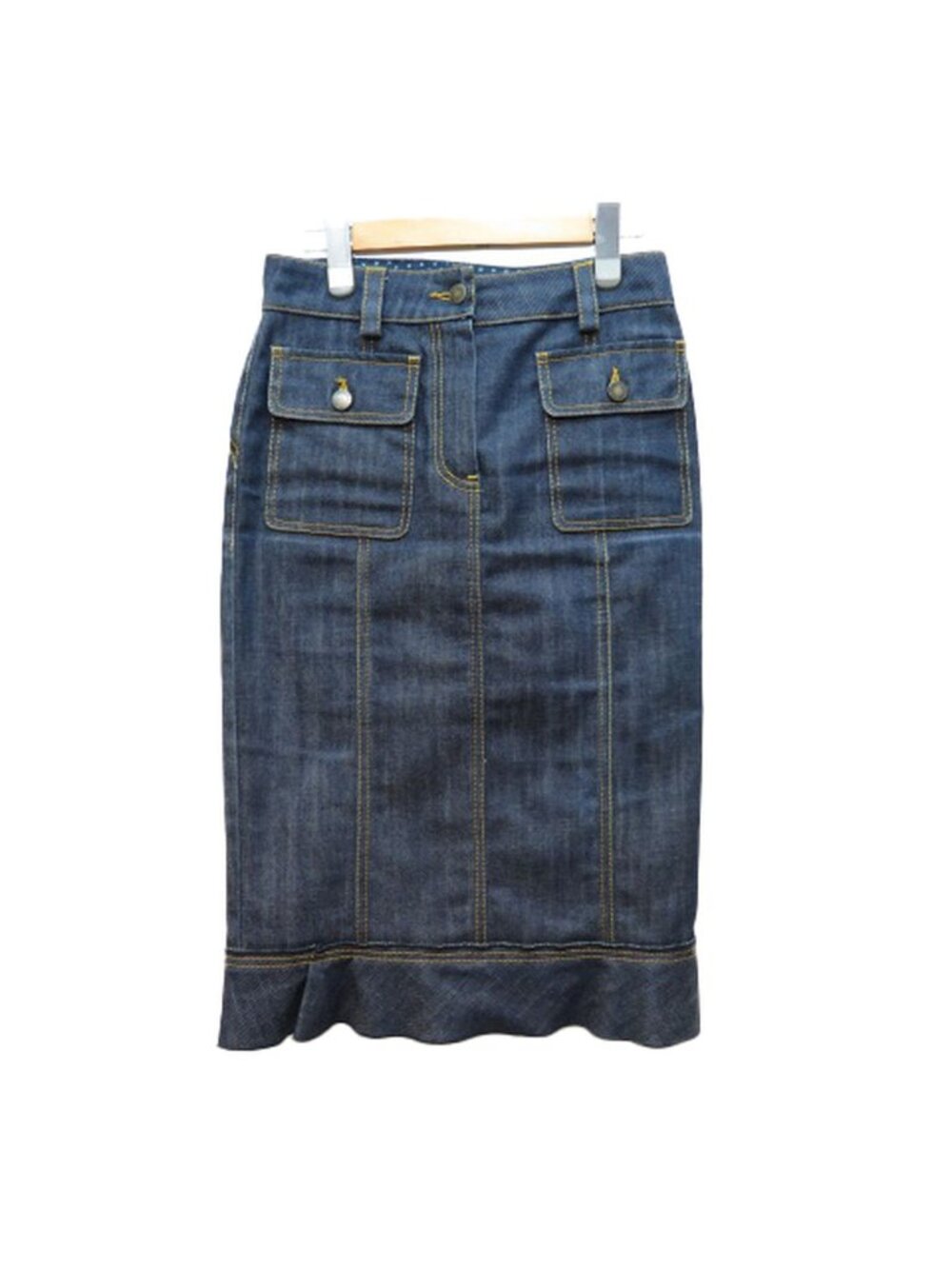 Louis Vuitton Denim Skirt Navy Cotton Polyurethane 34